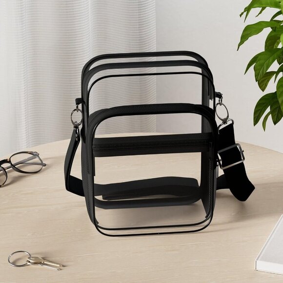Clear Crossbody Bag with Adjustable Shoulder Strap, Stadium Approved PVC Clear P - Picture 2 of 8